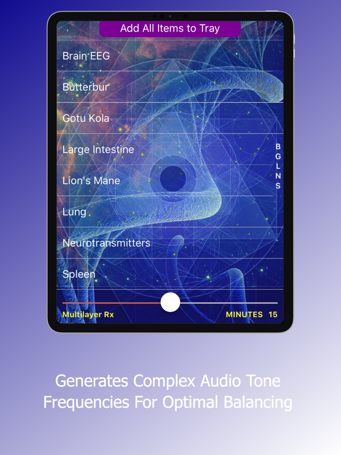 Genius Insight analysis results with frequency tray on iPad